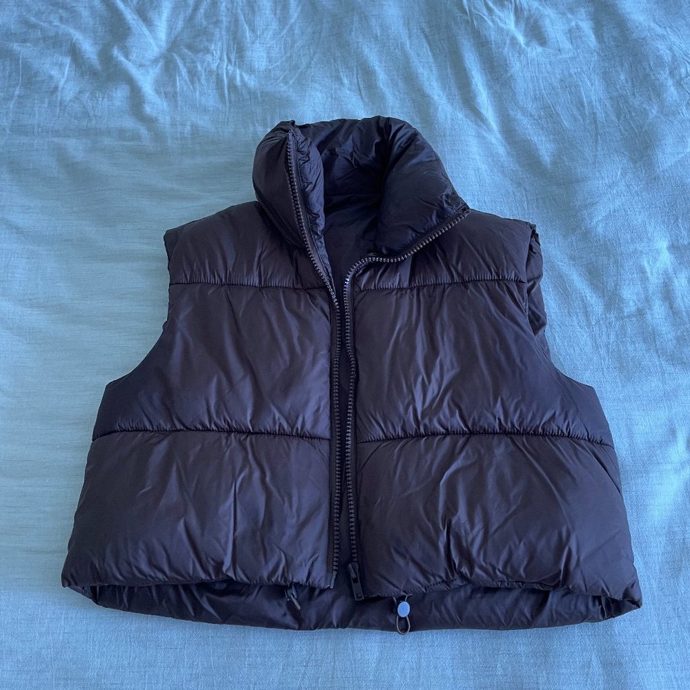 Brown Cropped Puffer Vest
